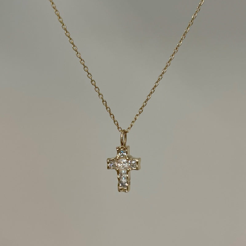 K14 ナチュラル ブリング クロス ネックレス / 14K Natural Bling Cross Necklace
