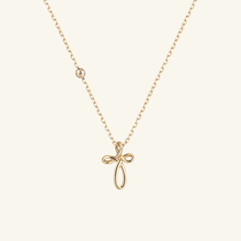 K14 ライン クロス ネックレス / 14K Line Cross Necklace