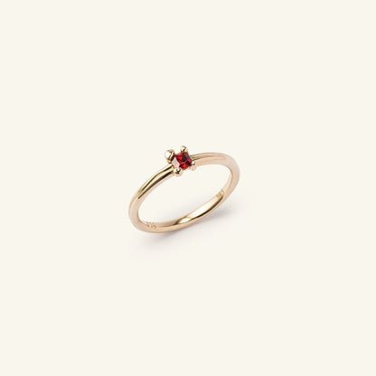 K14 レッド スクエア ブラン リング / 14K Red Square Blanc Ring