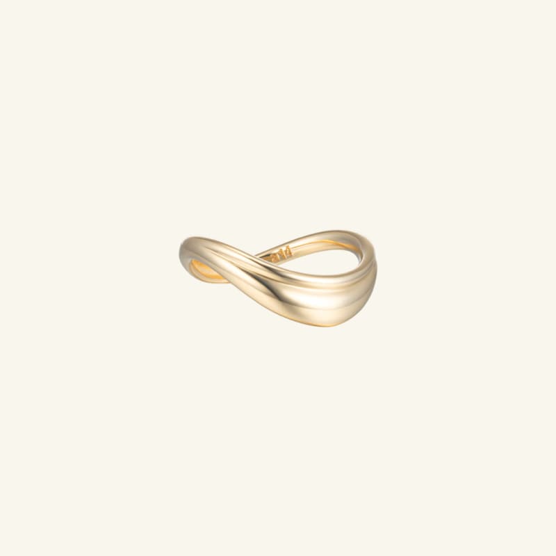 K14 ボールド ウェーブ ライン リング / 14K Bold Wave Line Ring