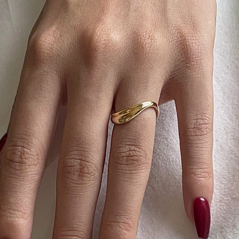 K14 ボールド ウェーブ ライン リング / 14K Bold Wave Line Ring