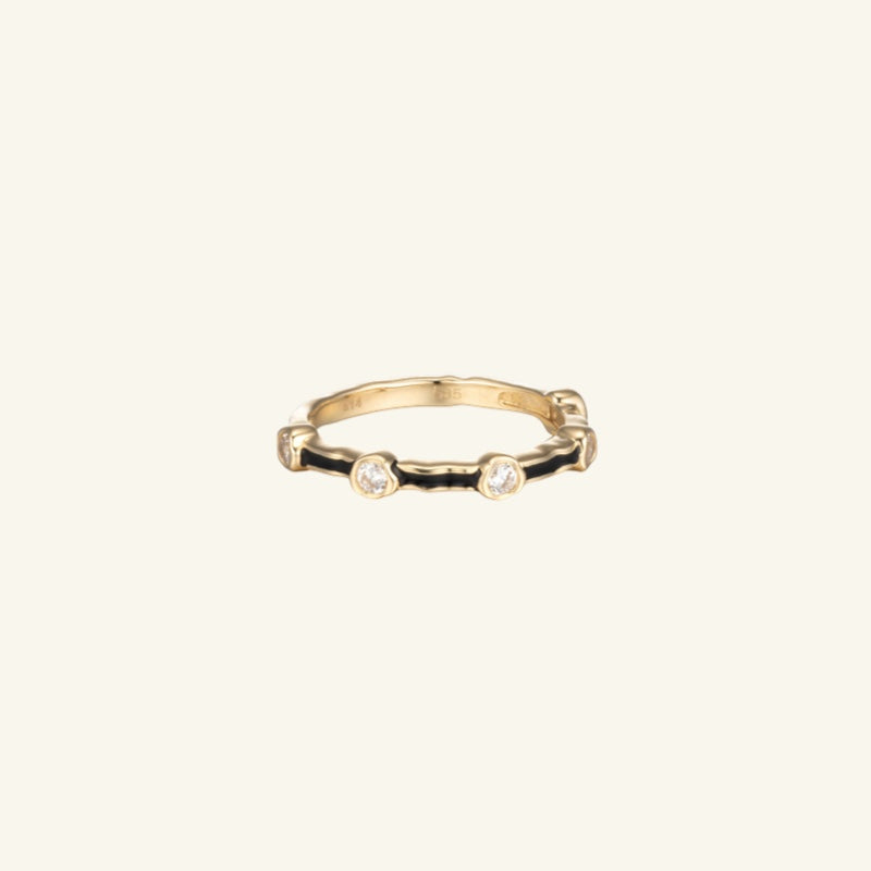 K14 ブラック ナチュラル スリム バンド リング / 14K Black Natural Slim Band Ring