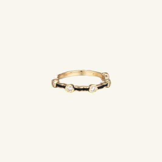 K14 ブラック ナチュラル スリム バンド リング / 14K Black Natural Slim Band Ring