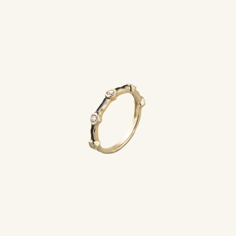 K14 ブラック ナチュラル スリム バンド リング / 14K Black Natural Slim Band Ring