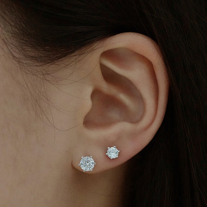 ダイヤ カット ソリティア プロング ピアス / Dia Cut Solitaire Prong Earrings