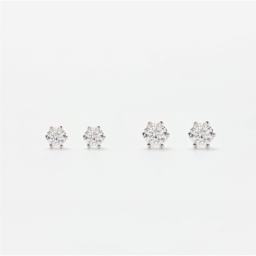 ダイヤ カット ソリティア プロング ピアス / Dia Cut Solitaire Prong Earrings