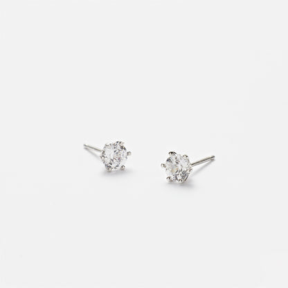 ダイヤ カット ソリティア プロング ピアス / Dia Cut Solitaire Prong Earrings