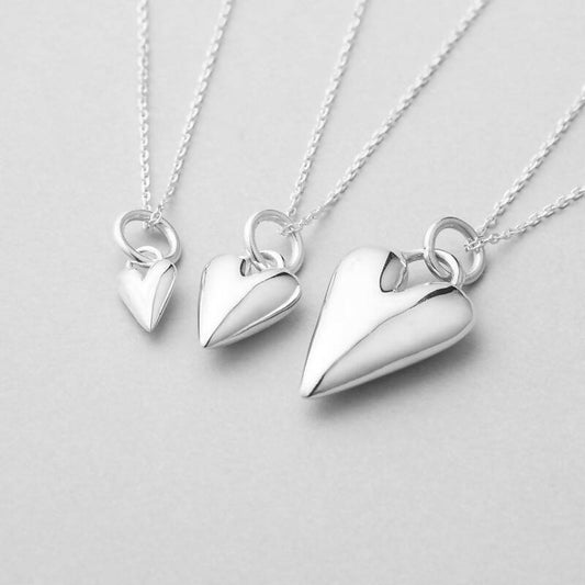 シルバー ベーシック ハート ペンダント ネックレス / Silver Basic Heart Pendant Necklace