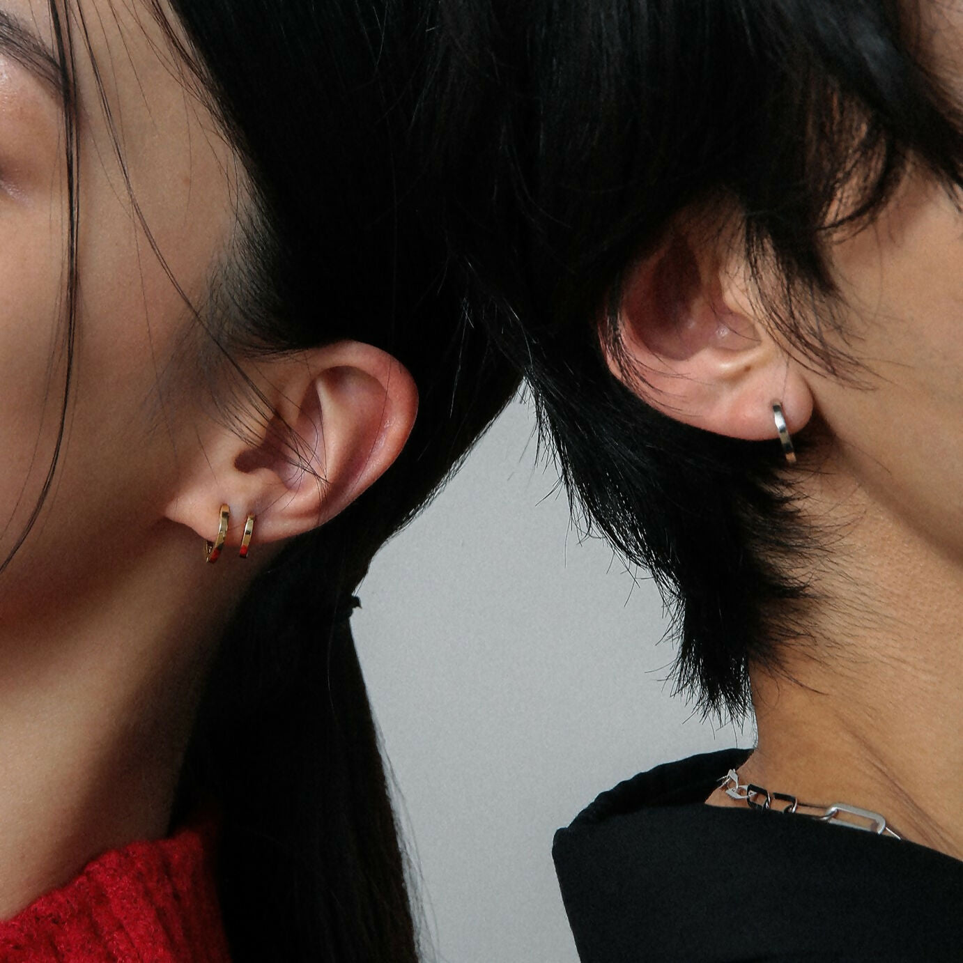 K10 フラット フープピアス：スモール / 10K flat hoop pierced earring - small