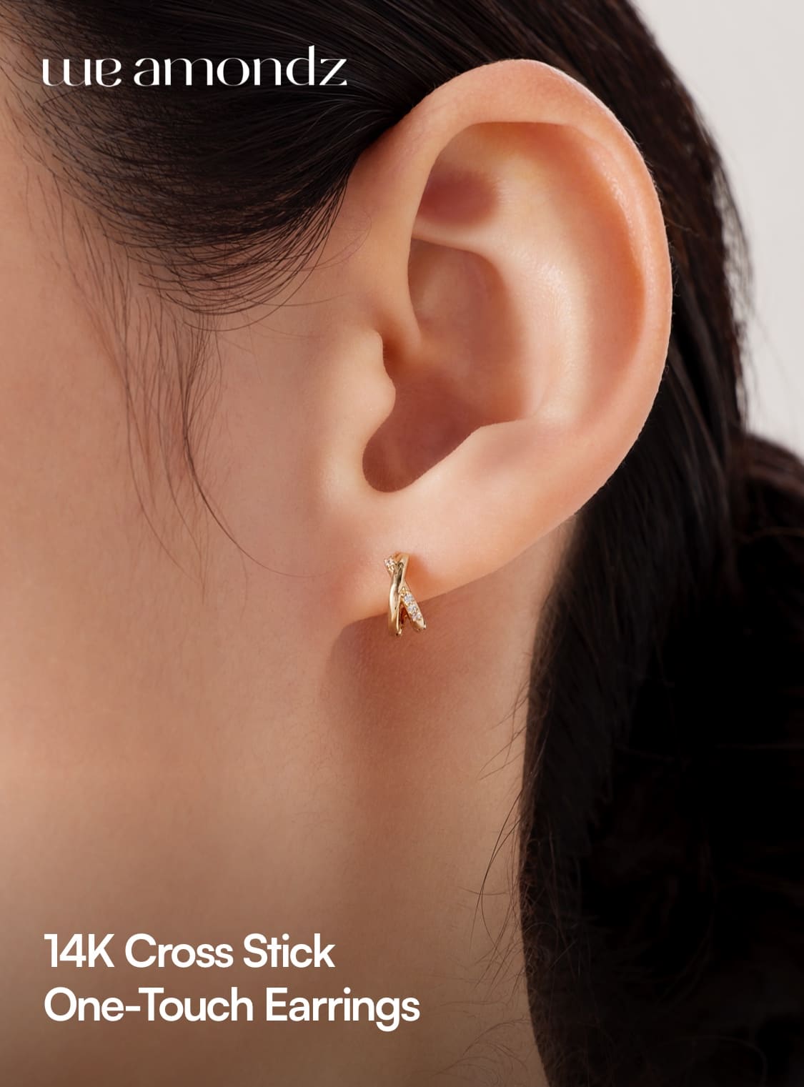 K14 クロス スティック ワンタッチ ピアス 14K Cross Stick One-Touch Earrings アモンズ – amondz