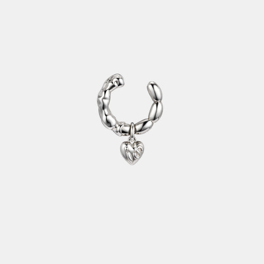 HAPPY PLACE エンボス ハート マルチ シルバー イヤーカフ / HAPPY PLACE EMBOSSING HEART MULTI SILVER EARCUFF