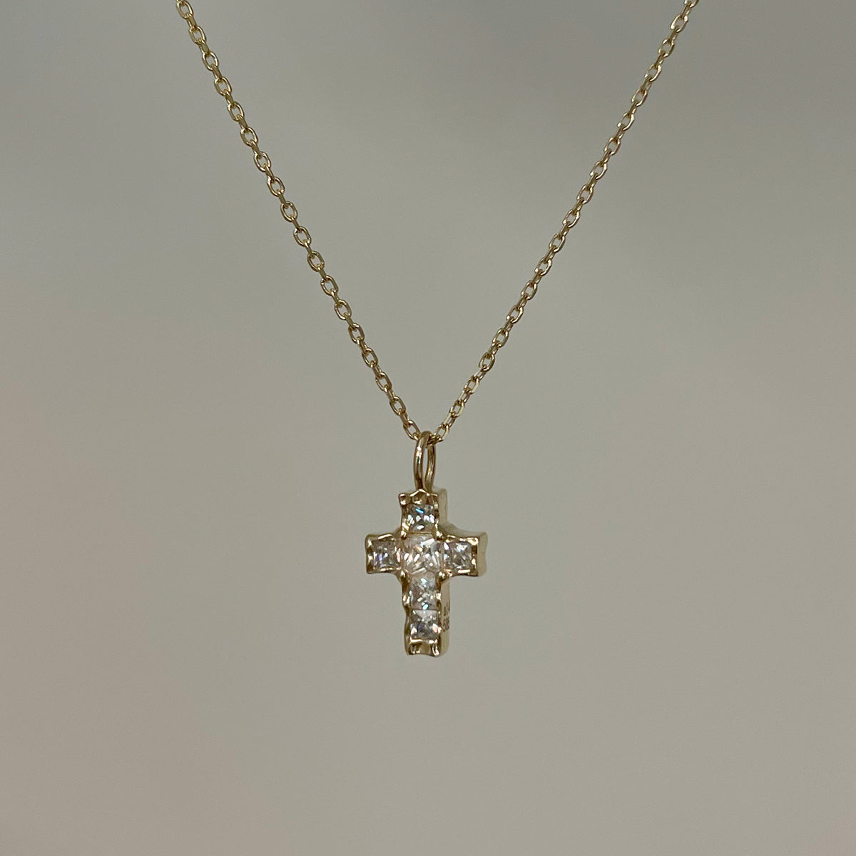 K14 ナチュラル ブリング クロス ネックレス / 14K Natural Bling Cross Necklace