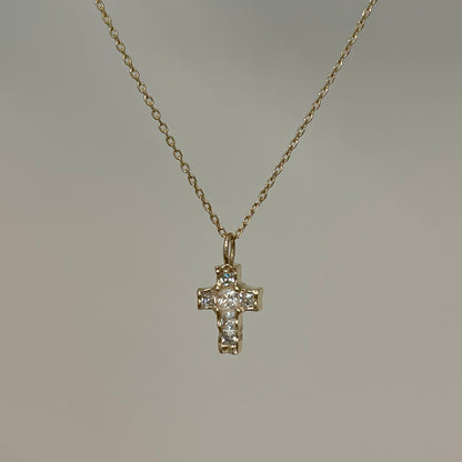 K14 ナチュラル ブリング クロス ネックレス / 14K Natural Bling Cross Necklace