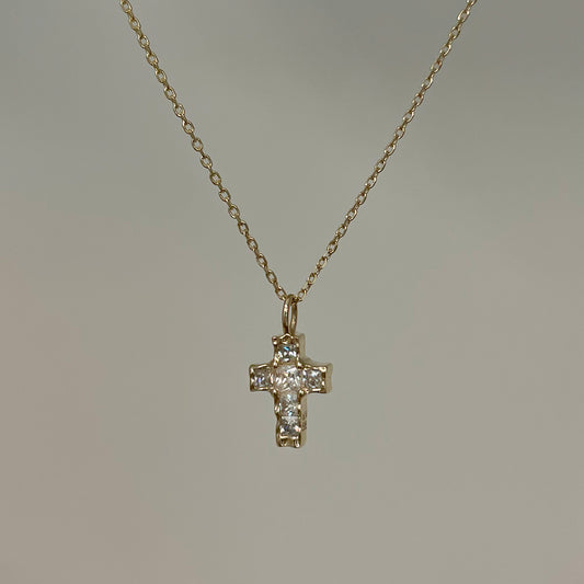 K14 ナチュラル ブリング クロス ネックレス / 14K Natural Bling Cross Necklace