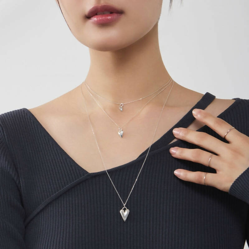 シルバー ベーシック ハート ペンダント ネックレス / Silver Basic Heart Pendant Necklace