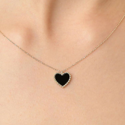 K10 オニキス ハート ネックレス / 10K Onyx Heart Necklace