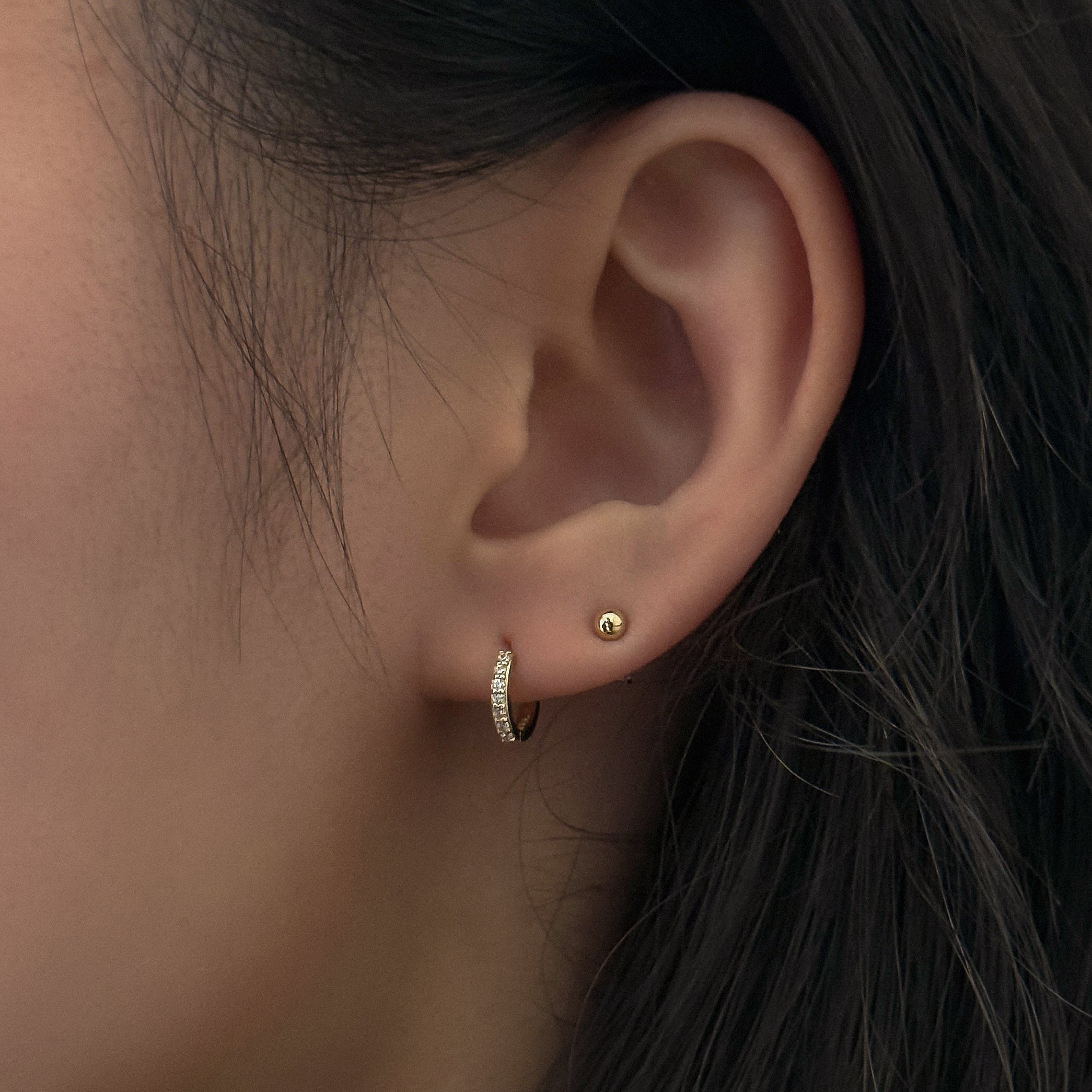 K14 フラット ストーン ワンタッチ ピアス [シングル] / 14K Flat Stone One Touch Earring [Single]