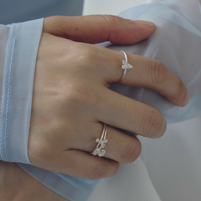 Silver Petite Initial weamondz Ring