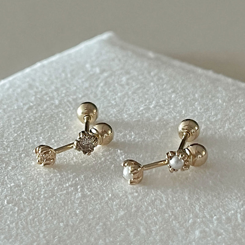 K14 2mm Cognac dia mini gold piercing