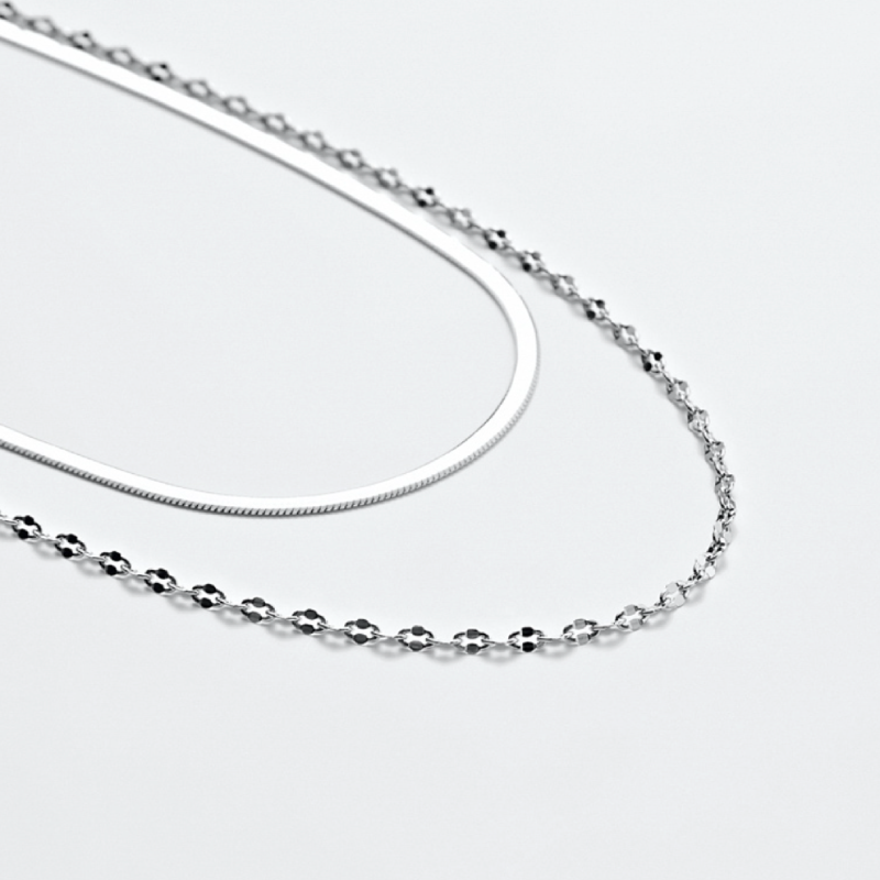 シルバー スネーク 2ライン チェーン ネックレス / Silver Snake Two Line Necklace
