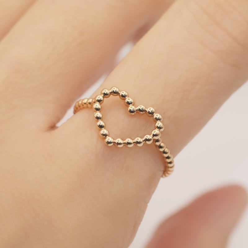 14K ボールボール ハートリング