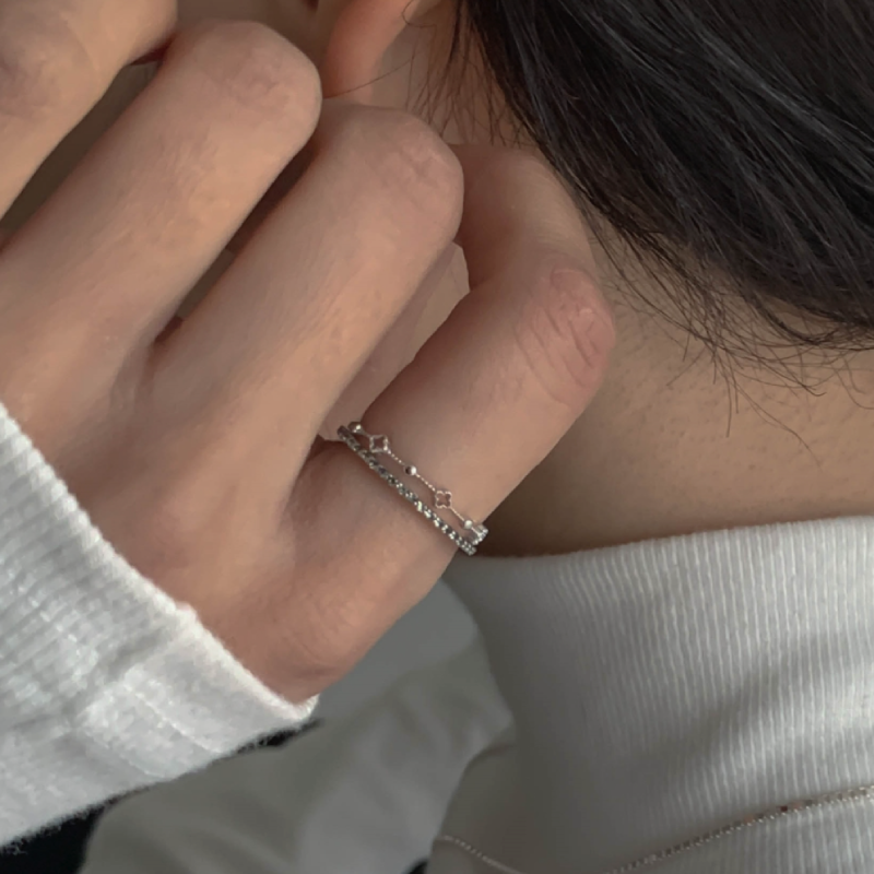 925 Clover thin ring