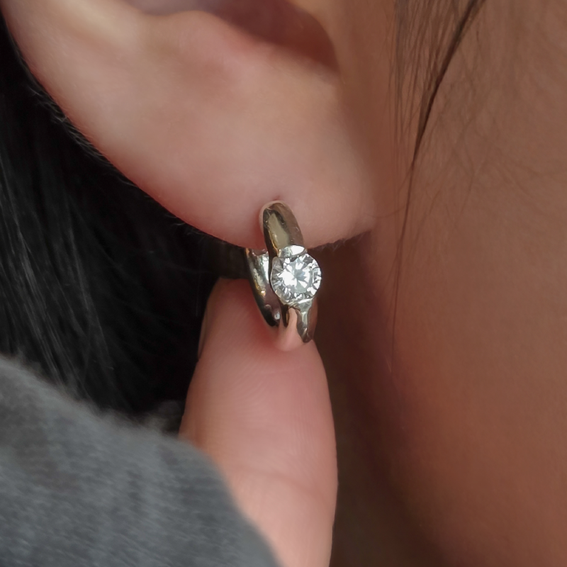Silver Classic Stone Volume Piercings（Pair）