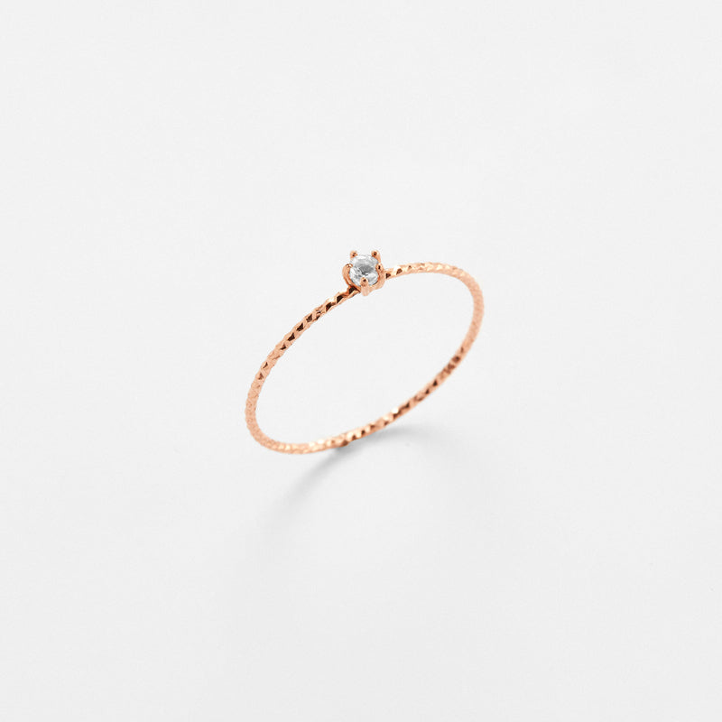 K14 ローズ ゴールド クラシック 5プロング ストーン Aカット 細い リング / 14K Rose Gold Classic 5 Prong A Cutting Thin Ring