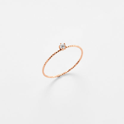 K14 ローズ ゴールド クラシック 5プロング ストーン Aカット 細い リング / 14K Rose Gold Classic 5 Prong A Cutting Thin Ring