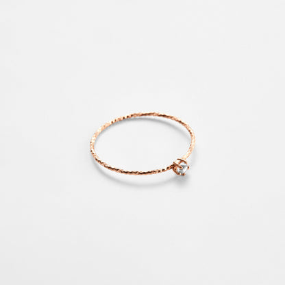 K14 ローズ ゴールド クラシック 5プロング ストーン Aカット 細い リング / 14K Rose Gold Classic 5 Prong A Cutting Thin Ring