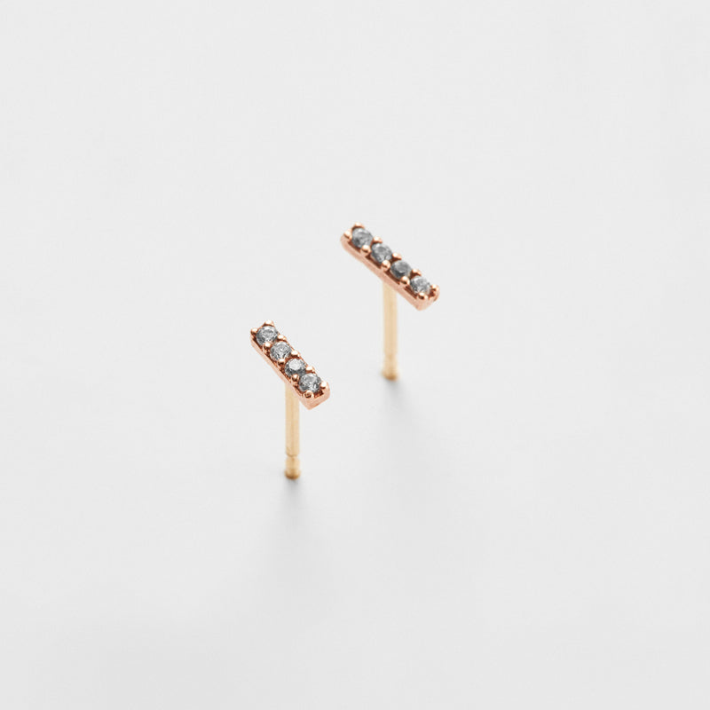 K14 ローズ ゴールド ストーン スティック ピアス / 14K Rose Gold Stone Stick Earrings
