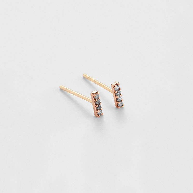 K14 ローズ ゴールド ストーン スティック ピアス / 14K Rose Gold Stone Stick Earrings