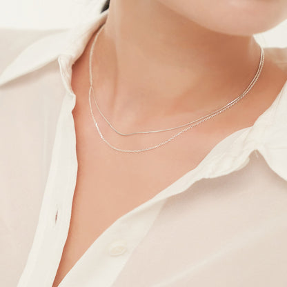 シルバー スネーク 2ライン チェーン ネックレス / Silver Snake Two Line Necklace