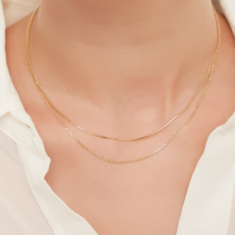 シルバー スネーク 2ライン チェーン ネックレス / Silver Snake Two Line Necklace