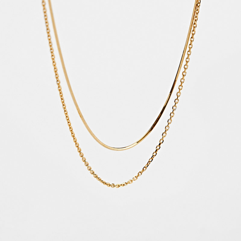 シルバー スネーク 2ライン チェーン ネックレス / Silver Snake Two Line Necklace