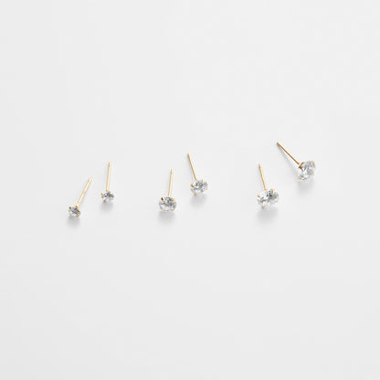 K14 イエロー ゴールド ベーシック ストーン ピアス / 14K Yellow Gold Basic Stone Earrings