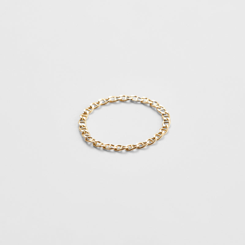 K14 イエロー ゴールド ロープ ラダー チェーン リング / 14K Yellow Gold Rope Ladder Chain Ring