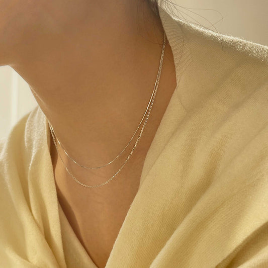 シルバー スネーク 2ライン チェーン ネックレス / Silver Snake Two Line Necklace