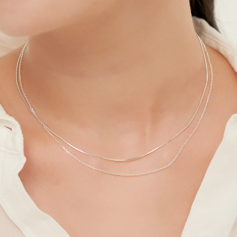 シルバー スネーク 2ライン チェーン ネックレス / Silver Snake Two Line Necklace