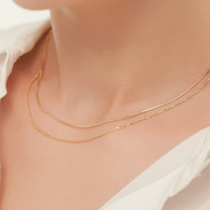 シルバー スネーク 2ライン チェーン ネックレス / Silver Snake Two Line Necklace