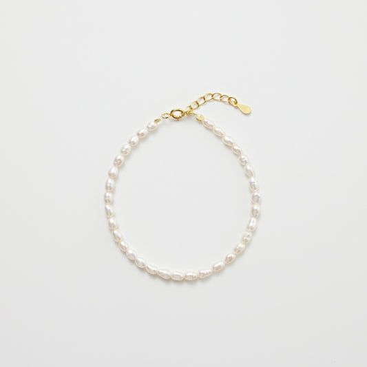 シルバー 淡水パール ビーズ ブレスレット / Silver Freshwater Pearl Beads Bracelet