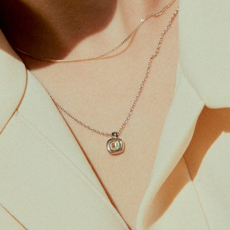 K14 コンビ ユニーク ペブル イニシャル ネックレス / 14K Combi Unique Pebble Initial Necklace