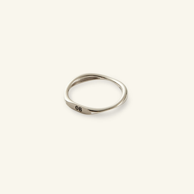 K14 ホワイト ウェーブ スリム レイヤード リング / 14K White Wave Slim Layered Ring