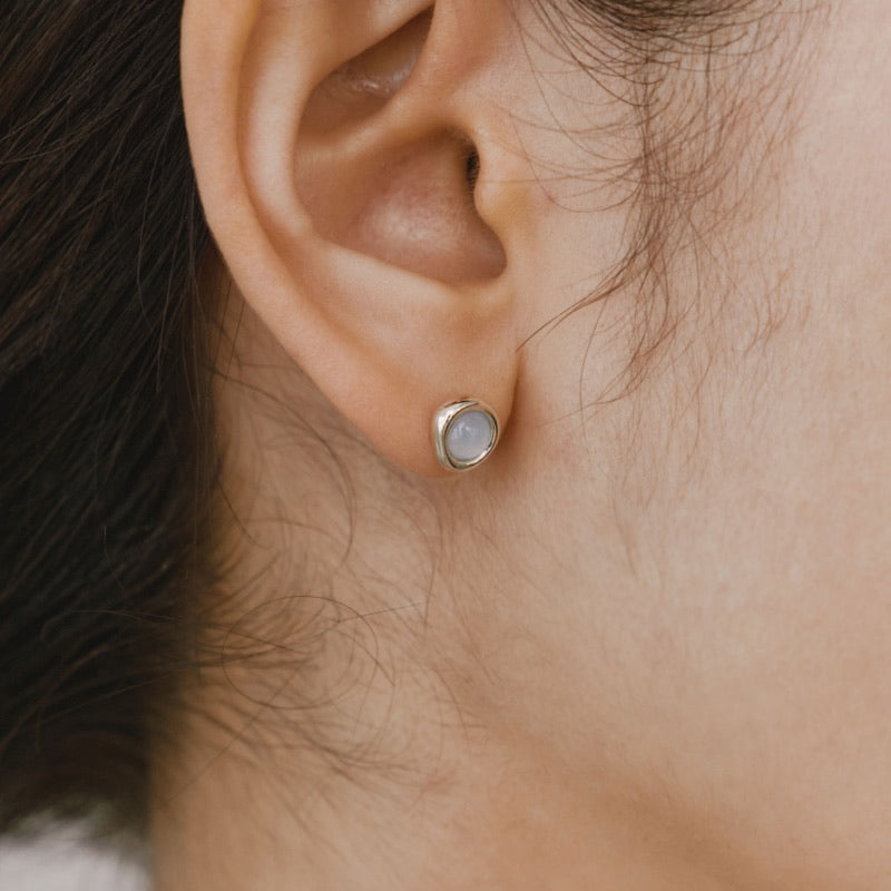 シルバー ブルー クォーツ ヒーリング ストーン ピアス / Silver Blue Quartz Healing Stone Earrings