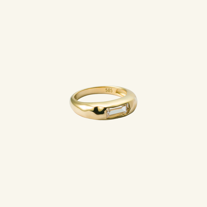 K14 ナチュラル グレース ボリューム リング：ホワイト / 14K Natural Grace Volume Ring - White