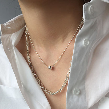 【秋の大感謝祭50％クーポン】 ボール スネーク ネックレス シルバー (シルバー ボール) / Ball Snake Necklace (Glossy Silver Ball)