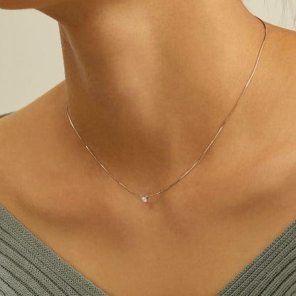 シルバー プロング 細い チェーン ネックレス / Silver Prong Thin Chain Necklace