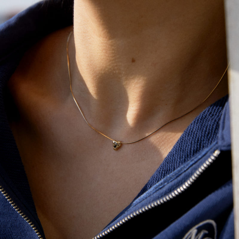 K14 ミニ ハート クルミ チェーン ネックレス / 14K Mini Heart Walnut Chain Necklace