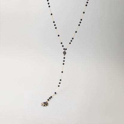 ROMANCE ブラック ハート アンティーク ビーズ ロザリオ ネックレス / ROMANCE BLACK HEART ANTIQUE BEAD ROSARY NECKLACE