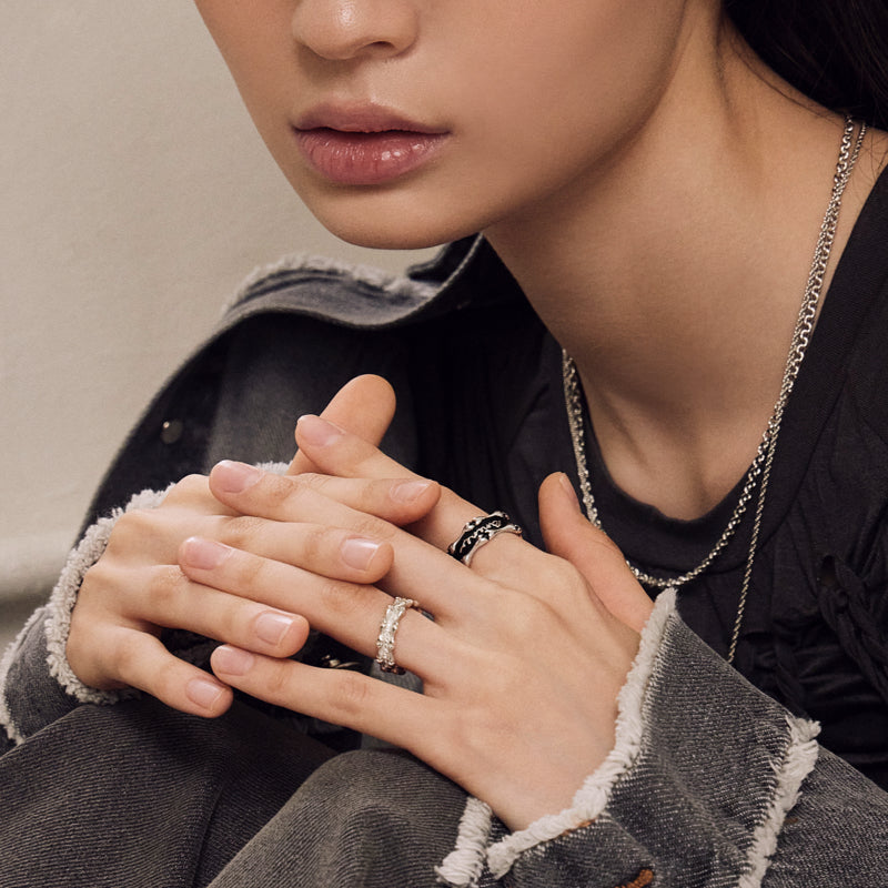 ROMANCE ハート ボーン スモール シルバー リング / ROMANCE HEART BONE SMALL SILVER RING